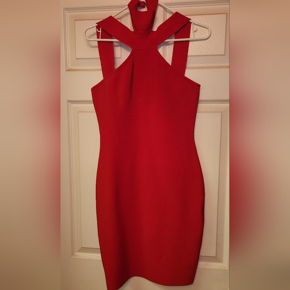 Elegant Red Halter Dress